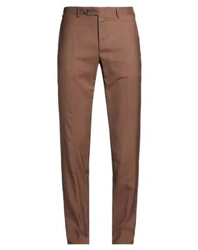 Canali Man Pants Brown Size 38 Wool, Silk