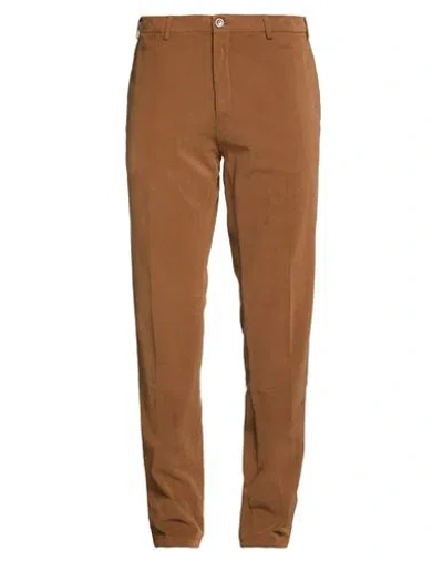 Canali Man Pants Brown Size 42 Cotton, Elastane