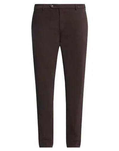 Canali Man Pants Chocolate Brown Size 42 Cotton, Elastane