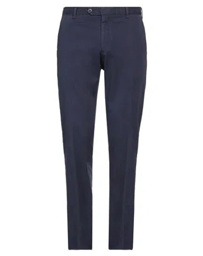 Canali Man Pants Navy Blue Size 36 Cotton, Elastane In Navy Blue
