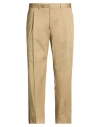 Canali Man Pants Sand Size 42 Cotton, Elastane In Brown