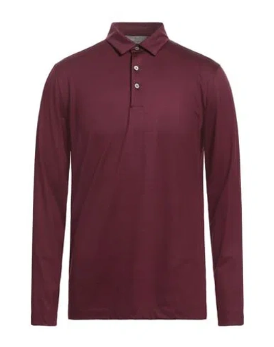 Canali Man Polo Shirt Burgundy Size 40 Virgin Wool In Red