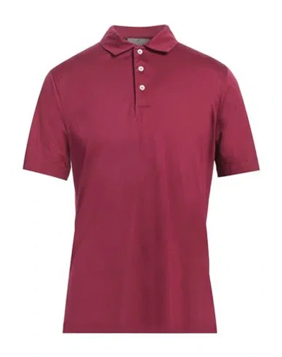 Canali Man Polo Shirt Garnet Size 48 Cotton In Red