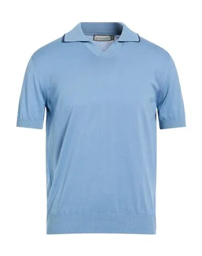 Canali Man Polo Shirt Light Blue Size 34 Cotton