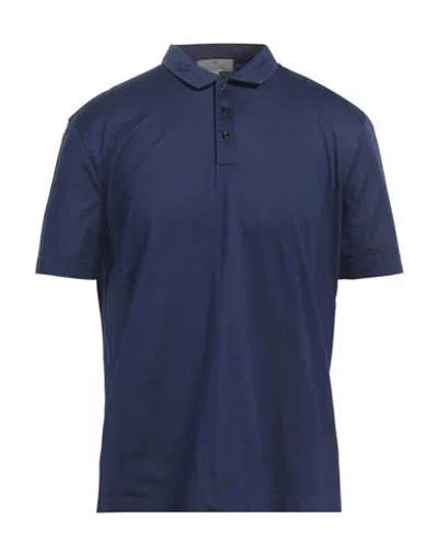 Canali Man Polo Shirt Navy Blue Size 48 Cotton