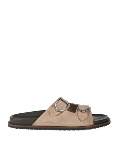 Canali Man Sandals Beige Size 7 Leather