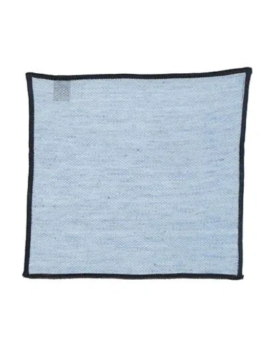 Canali Man Scarf Pastel Blue Size - Silk, Linen In Blue