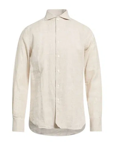 Canali Man Shirt Beige Size Xxl Linen In Neutral