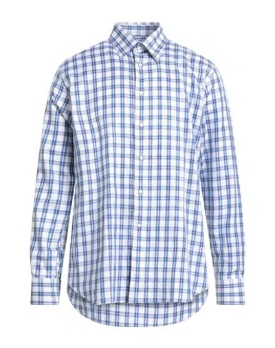 Canali Man Shirt Blue Size 17 Cotton, Linen