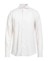 Canali Man Shirt Cream Size 3xl Linen In White