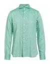 Canali Man Shirt Green Size L Linen In Green