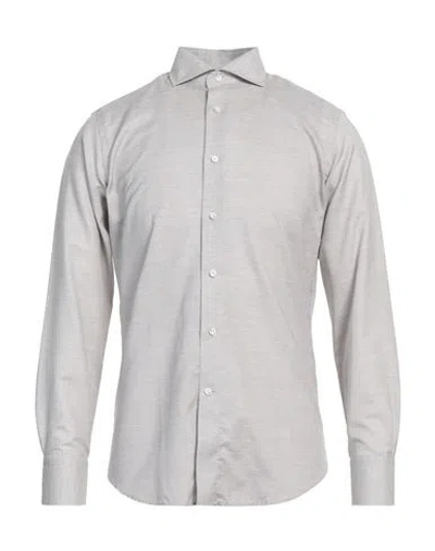 Canali Man Shirt Grey Size 15 ½ Cotton, Linen In Gray