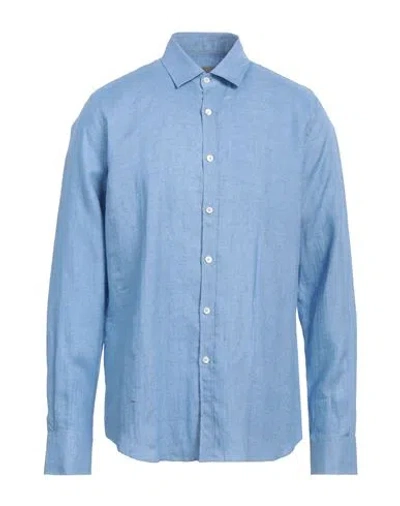 Canali Man Shirt Light Blue Size L Linen