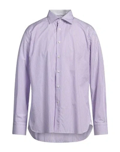 Canali Man Shirt Lilac Size 17 ½ Cotton In Purple