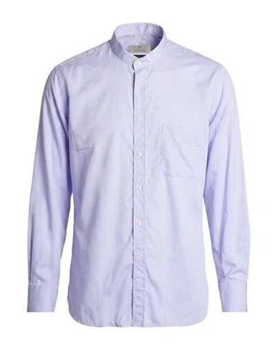 Canali Man Shirt Lilac Size 18 Cotton In Blue