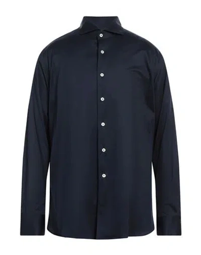 Canali Man Shirt Navy Size Xxl Cotton In Blue