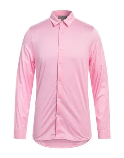 Canali Man Shirt Pink Size 40 Cotton
