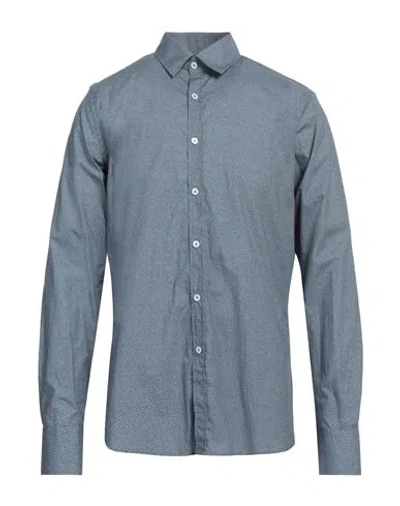 Canali Man Shirt Slate Blue Size Xxl Cotton