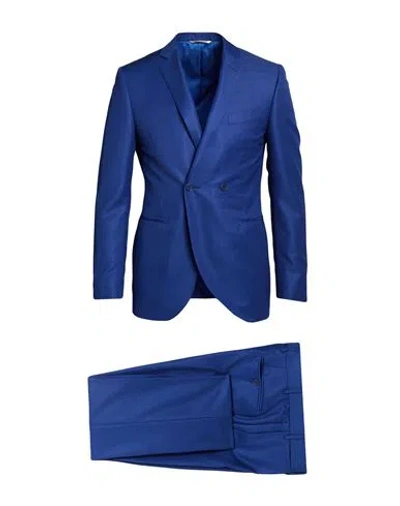 Canali Man Suit Bright Blue Size 42 Wool, Mohair Wool