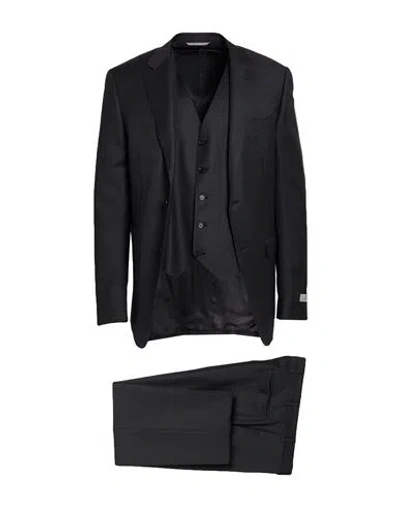 Canali Man Suit Charcoal Size 40 Wool In Blue