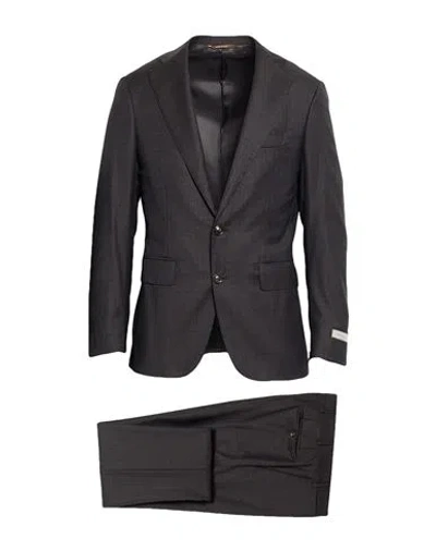 Canali Man Suit Charcoal Size 40 Wool In Gray