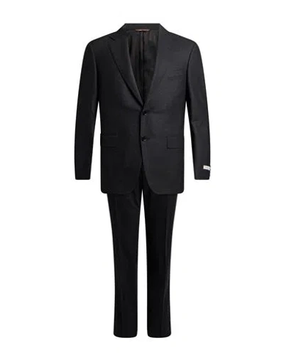 Canali Man Suit Charcoal Size 44 Wool In Grey
