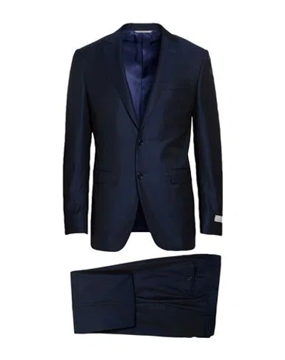 Canali Man Suit Navy Size 34 Wool In Blue