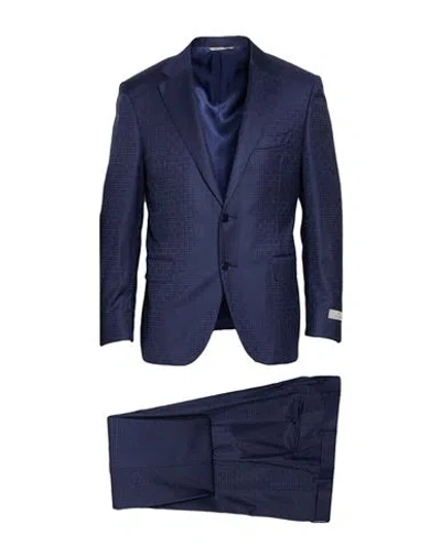 Canali Man Suit Navy Size 34 Wool In Blue