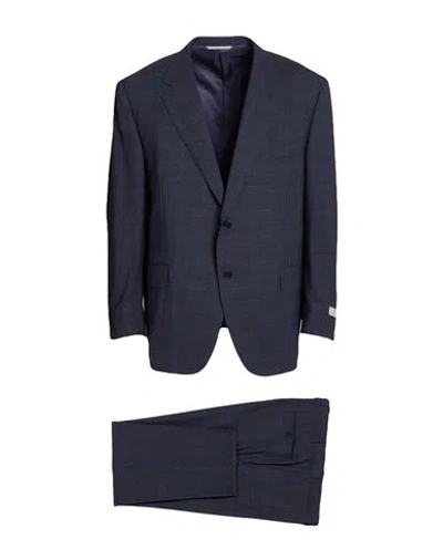 Canali Man Suit Navy Size 48 Wool In Blue