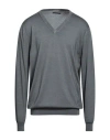 Canali Man Sweater Charcoal Size 48 Wool, Silk In Gray