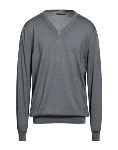 Canali Man Sweater Charcoal Size 48 Wool, Silk In Gray