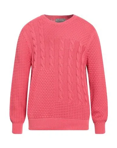 Canali Man Sweater Coral Size 46 Cotton In Red