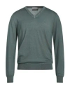 Canali Man Sweater Dark Green Size 36 Wool, Silk