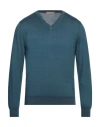 Canali Man Sweater Deep Teal Size 46 Wool, Silk In Green