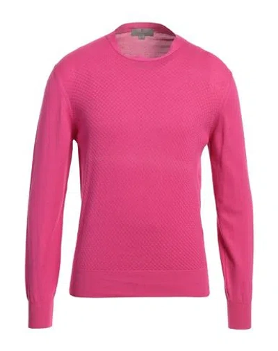 Canali Man Sweater Fuchsia Size 40 Cotton In Pink