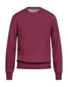 Canali Man Sweater Garnet Size 50 Merino Wool In Purple