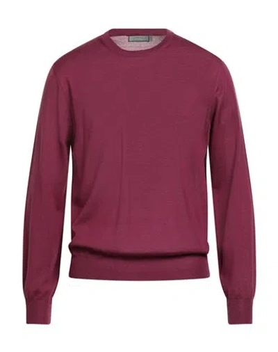 Canali Man Sweater Garnet Size 50 Merino Wool In Purple