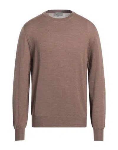 Canali Man Sweater Khaki Size 48 Merino Wool In Beige