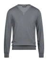 Canali Man Sweater Lead Size 38 Wool, Silk In Gray