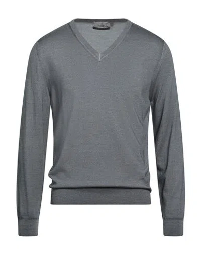 Canali Man Sweater Lead Size 38 Wool, Silk In Gray