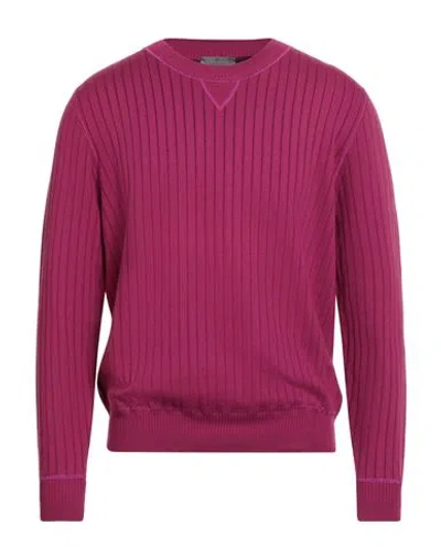 Canali Man Sweater Magenta Size 40 Cotton