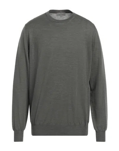 Canali Man Sweater Military Green Size 50 Merino Wool In Green