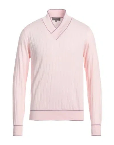 Canali Man Sweater Pink Size 40 Cotton, Cashmere