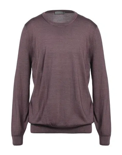 Canali Man Sweater Purple Size 46 Wool, Silk