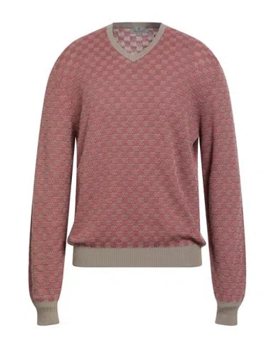 Canali Man Sweater Red Size 48 Cotton