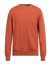 Canali Man Sweater Rust Size 46 Cotton In Red