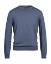 Canali Man Sweater Slate Blue Size 40 Wool, Silk