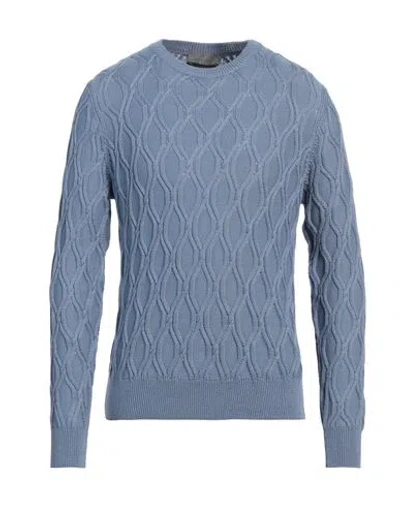Canali Man Sweater Slate Blue Size 48 Cotton