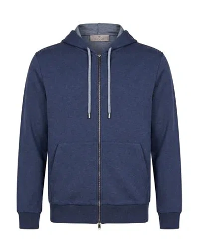 Canali Man Sweatshirt Midnight Blue Size 40 Cotton, Elastane