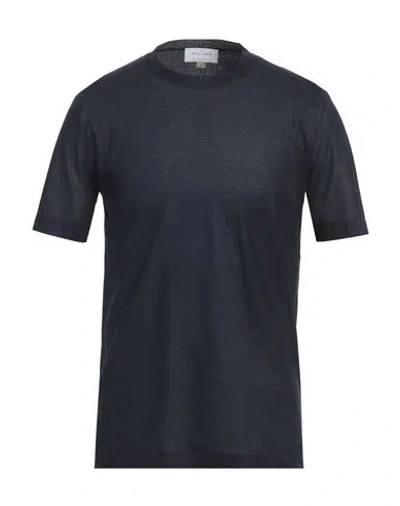 Canali Man T-shirt Midnight Blue Size 40 Cotton